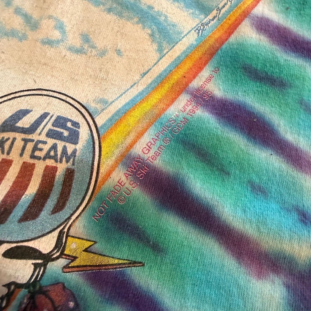 Vintage Grateful Dead US Ski Team Winter Tour Tie Dye Shirt Large Single Stitch - Picture 10 of 11